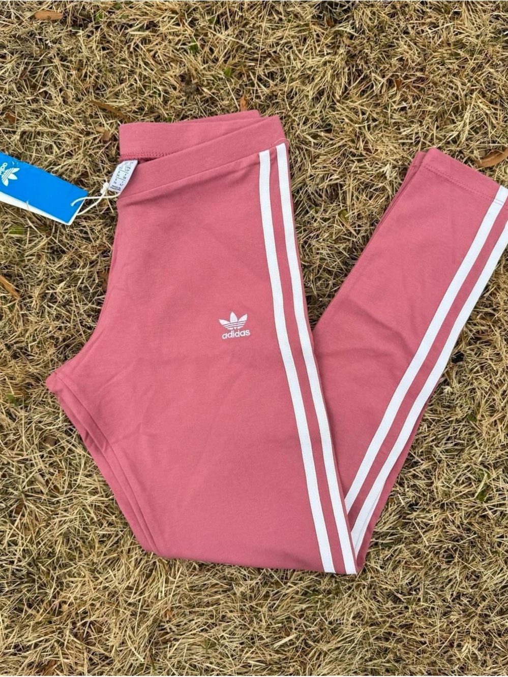 adidas Women’s Rose Pink 3-Stripes Leggings